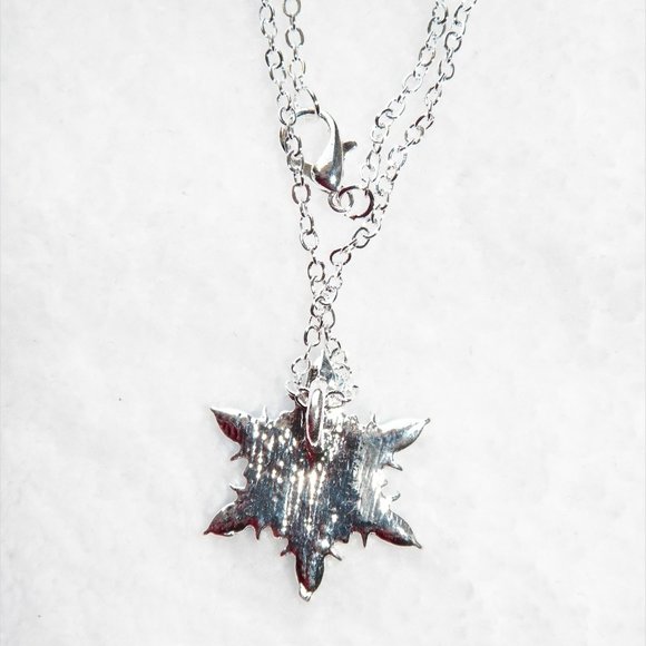 NEW Silver Snowflake 22" Necklace Blue & Crystal Rhinestones - Picture 4 of 5